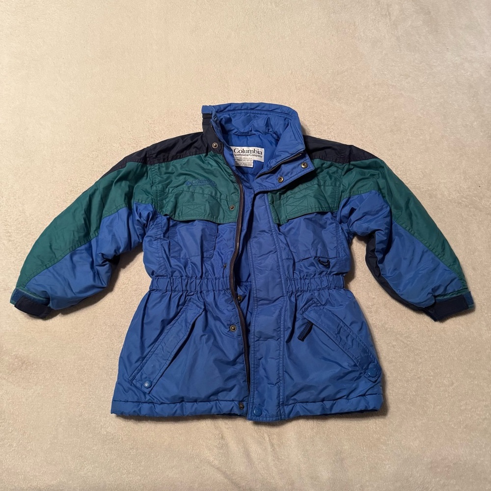 Vintage Columbia Williwaw Kids Girl’s Blue and Green Colorblock Jacket